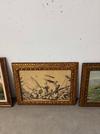 Lote 4 cuadros antiguos decorativos