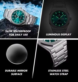 Reloj paazomu Hombre Plateado y Turquesa