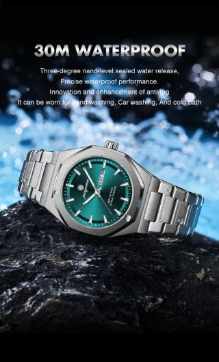 Reloj paazomu Hombre Plateado y Turquesa