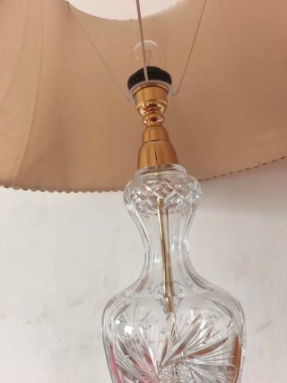 Pareja Lámparas Cristal bohemia Tallado Doradas