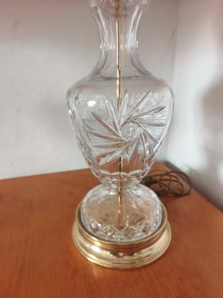 Pareja Lámparas Cristal bohemia Tallado Doradas