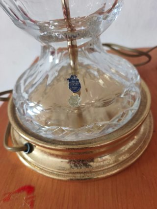 Pareja Lámparas Cristal bohemia Tallado Doradas
