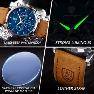 Reloj Poedagar Hombre Azul y Beige