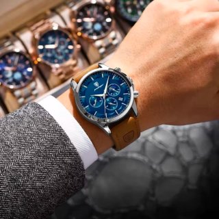 Reloj Poedagar Hombre Azul y Beige