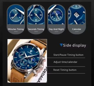 Reloj Poedagar Hombre Azul y Beige