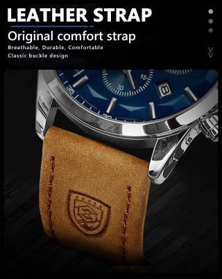 Reloj Poedagar Hombre Azul y Beige