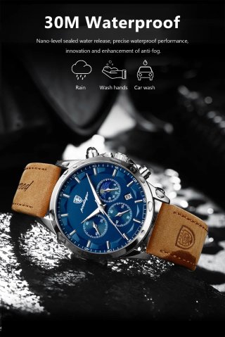 Reloj Poedagar Hombre Azul y Beige