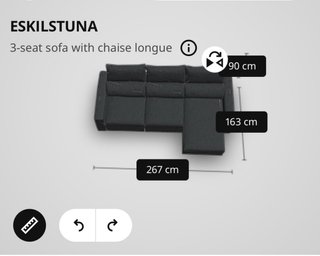 Sofá Eskilstuna Ikea 3 plazas con chaiselongue