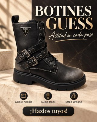 Botines estilo Guess Negros/Grises con Hebillas
