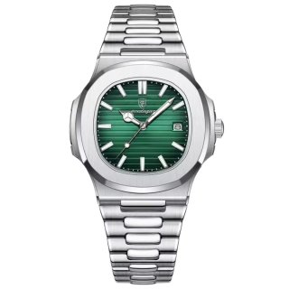 Reloj Poedagar Hombre Plateado y Verde