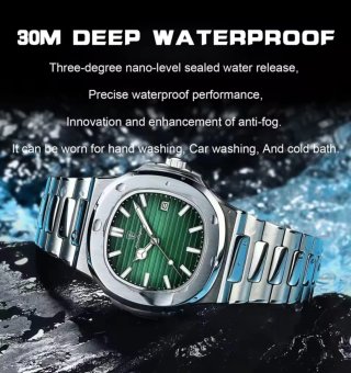 Reloj Poedagar Hombre Plateado y Verde