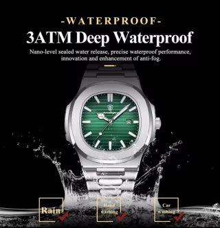 Reloj Poedagar Hombre Plateado y Verde