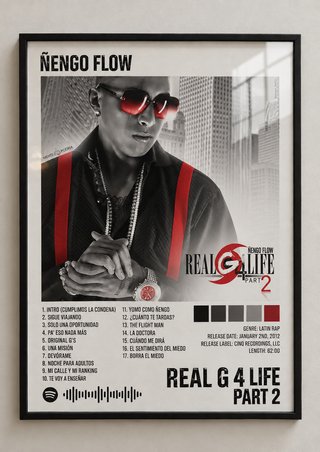 Cuadro Póster Ñengo Flow Real G 4 Life Part 2