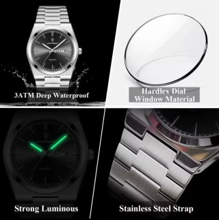 Reloj Poedagar Hombre Plateado y Negro