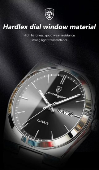 Reloj Poedagar Hombre Plateado y Negro