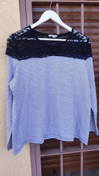Camiseta rayas encaje