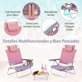 COSTWAY 2 Sillas Playa Plegable y 1 Mesa
