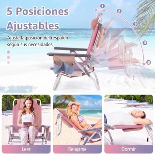 COSTWAY 2 Sillas Playa Plegable y 1 Mesa