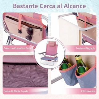 COSTWAY 2 Sillas Playa Plegable y 1 Mesa
