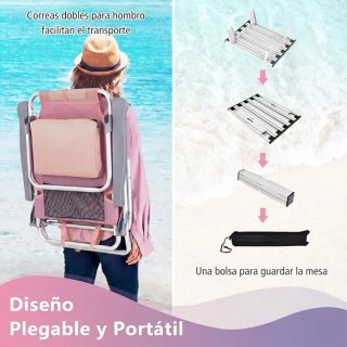 COSTWAY 2 Sillas Playa Plegable y 1 Mesa