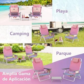 COSTWAY 2 Sillas Playa Plegable y 1 Mesa
