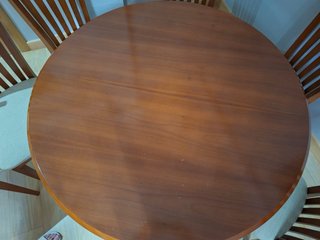 Mesa de comedor redonda de madera de 110 cm