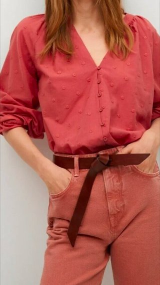 Blusa Abotonada Mango Roja Talla M