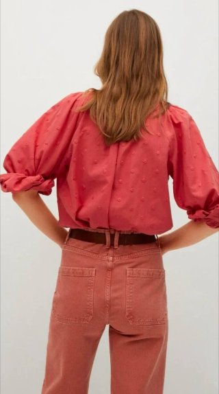 Blusa Abotonada Mango Roja Talla M