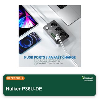 Hulker regleta extensión con puertos USB