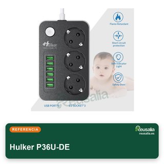 Hulker regleta extensión con puertos USB