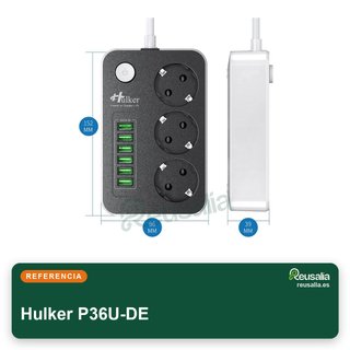 Hulker regleta extensión con puertos USB