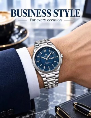 Reloj Hombre paazomu Plateado y Azul
