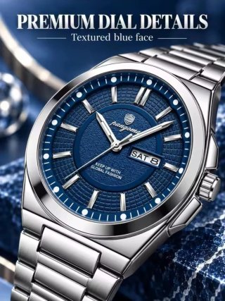 Reloj Hombre paazomu Plateado y Azul