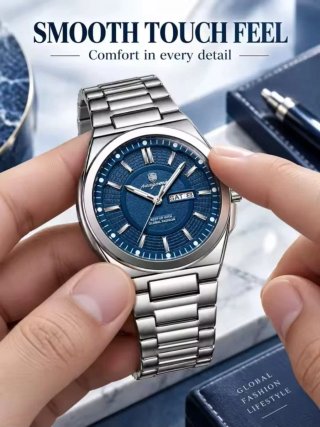 Reloj Hombre paazomu Plateado y Azul