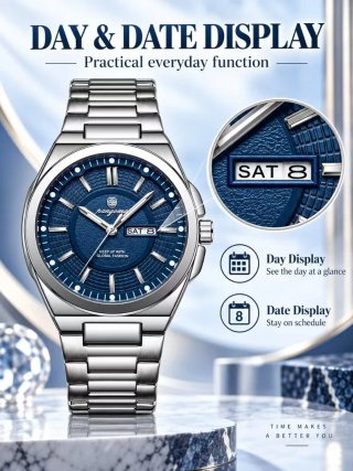 Reloj Hombre paazomu Plateado y Azul
