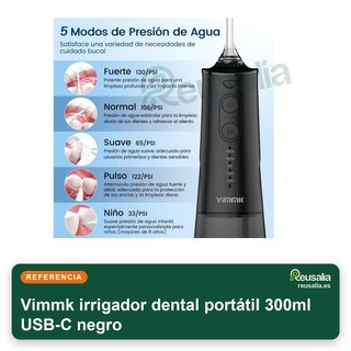Vimmk irrigador dental portátil 300ml USB-C negro