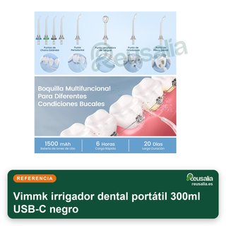 Vimmk irrigador dental portátil 300ml USB-C negro