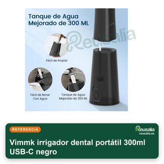 Vimmk irrigador dental portátil 300ml USB-C negro