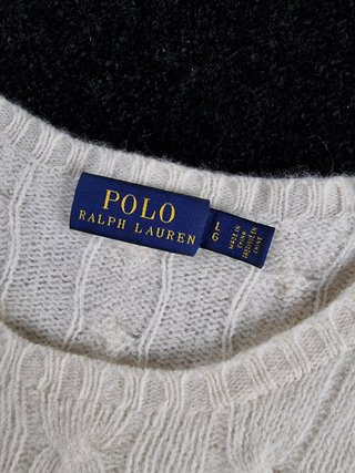 Sweater Cable Knit Polo Ralph Lauren Women L White