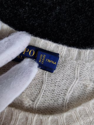 Sweater Cable Knit Polo Ralph Lauren Women L White