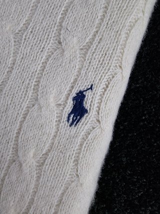 Sweater Cable Knit Polo Ralph Lauren Women L White