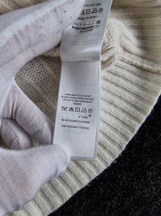 Sweater Cable Knit Polo Ralph Lauren Women L White