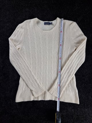 Sweater Cable Knit Polo Ralph Lauren Women L White