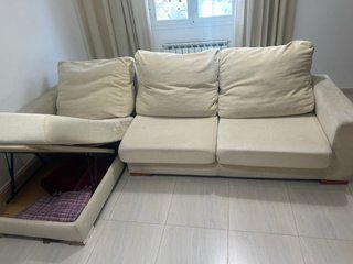 Sofá 2 Plazas + Chaiselongue Blanco Roto