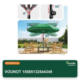 VOUNOT sombrilla playa grande ajustable verde