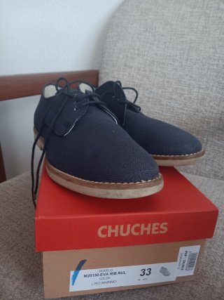Zapatos Chuchhes Lino Marino T.33 regalo calcetine