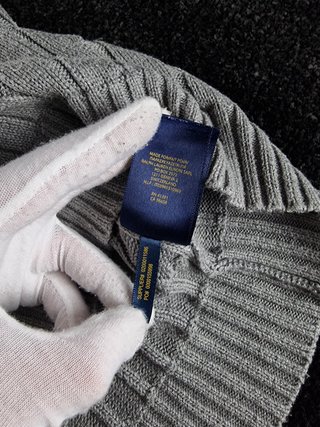 Sweater Cable Knit Polo Ralph Lauren Men L Grey
