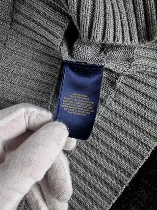 Sweater Cable Knit Polo Ralph Lauren Men L Grey