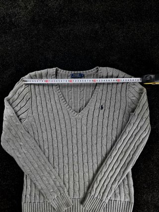 Sweater Cable Knit Polo Ralph Lauren Men L Grey