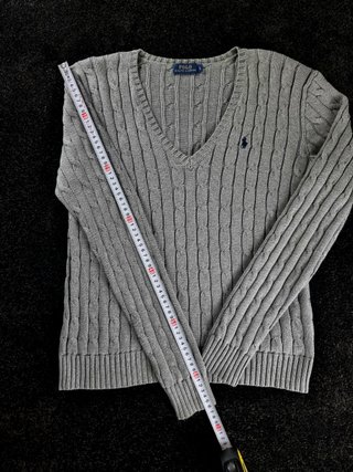 Sweater Cable Knit Polo Ralph Lauren Men L Grey